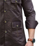 Brunette-Brown Cotton Blend Hunting Style Shirt | Premium Men's Sportswear | Classic Outdoor Design | Comfort Blend Fabric | Size 36-44